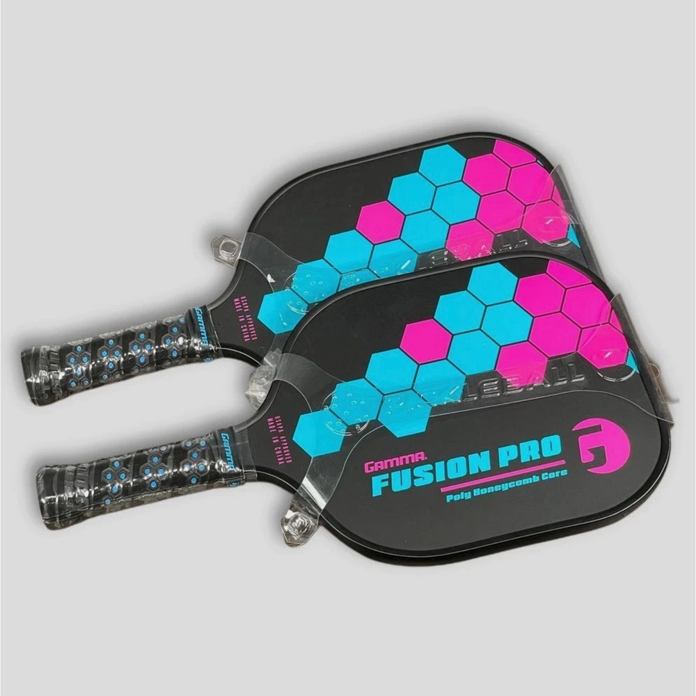 Pair of GAMMA Fusion Pro G Pickleball Paddles Poly Honeycomb 8oz NEW‎